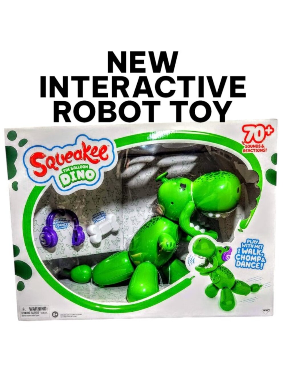 NEW Squeakee The Balloon Dino Interactive Dinosaur ROBOT Pet Toy Stomps, Roars,